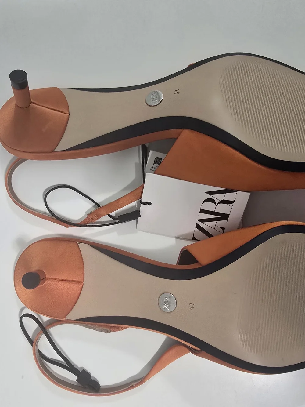 Zara Orange Satin Slingback Kitten Heels Dize 41/US 10 - Picture 4 of 6